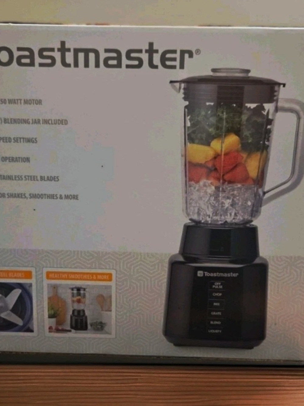 Toastmaster 6-Speed Electric Blender 450W 48 oz Clear Jar, Black, Pulse